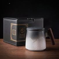 Keramikinis arbatos puodelis su infuzoriumi,  Black`White