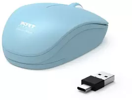 Pelė „Port Designs PORT CONNECT“ laidas COLLECTION, USB-A ir USB-C adapteris, 2.4Ghz, 1600DPI, Azur