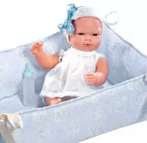 Lėlė kūdikėlis Oli su melsva lovyte 30 cm