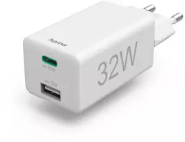 Hama kroviklis jungiama į tinklą mini 32W PD/QC 1x USB-C, 1x USB-A balta