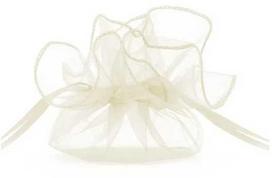 PartyDeco Organzos maišelis, 25cm 10 vnt, Spalva: Kreminė