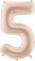 PartyDeco Folinis balionas skaičius 5, kreminis 72cm