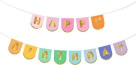 PartyDeco Girlianda marga Happy Birthday, 163x12 cm