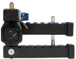 Wavin Midishunt 5 kontūrų, izoliuotas, su Grundfos UPM3Hybrid 15-70 siurbliu