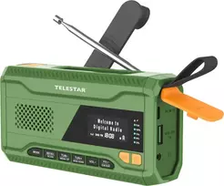 Telestar TOP NR.5 DAB+/FM Emergency Solar Radio with Flashlight and Charging Crank, Žalias