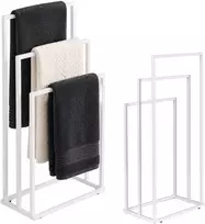 Laisvai pastatomas metalinis rankšluosčių stovas su 3 laikikliais, baltas, ModernHome