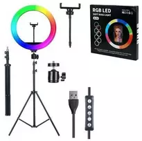 Telefono stovas laikiklis su RGB žiedo formos lempa
