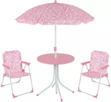 Relaxdays Vaikiškų stovyklavimo baldų komplektas 49,5x49,5 cm stalas reguliuojamas skėtis