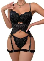 Dviejų dalių apatinio trikotažo komplektas Seducing Him, juodas