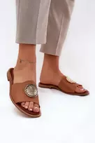 Zazoo Natūralios odos elegantiškos šlepetės
