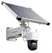 Reolink TrackMix LTE Plus 2 su laikikliu i panelem