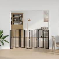 Šunų vartai 4 pcs Juodas 80 x 100 cm Cinkuota plienas