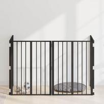 Šunų vartai 4 pcs Juodas 60 x 80 cm Cinkuota plienas