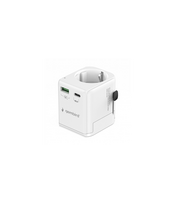 Gembird Grounded universal travel power adapter, 20 W | TPA-EU1A1C20-01-W