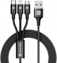 Kabelis Evelatus - Evelatus Data cable 3in1 (Ligtning, Type-C, Micro USB ) LTM01 Black
