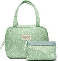 Karen Denmark - 2 pcs Cosmetic bag with handle Green/white print