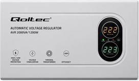 Qoltec Automatyczny Stabilizator napięcia AVR 2000VA | 1200W | Compact | Toroidalny transformator