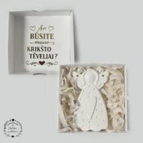 Kvietimas krikštynoms, užrašas pasirinktinai, angeliukas