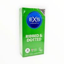 EXS Ribbed & Dotted – prezervatyvai su taškeliais ir bangelėmis, 12 vnt