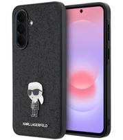 Juodas dėklas Samsung Galaxy A37 telefonui "Karl Lagerfeld Fixed Glitter Metal Ikonik Case"
