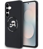 Juodas dėklas Samsung Galaxy S25 FE telefonui "Karl Lagerfeld Liquid Silicone K&CH Heads MagSafe Case"
