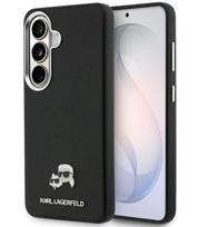 Juodas dėklas Samsung Galaxy S26 telefonui "Karl Lagerfeld Grained PU Leather K&CH Heads Magnetic Case"