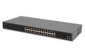 Digitus  24-Port Gigabit PoE Networkswitch,19 Zoll, L2 managed,2 Uplink Ports, SFP, 430 W, af/at | DN-95359  | 4016032486503