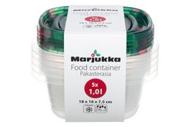 Maisto dėžučių rinkinys Marjukka, 1 l, 18 cm x 16 cm, skaidri sp./įvairių spalvų, 5 vnt.
