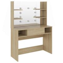 Kosmetinis staliukas，Makiažo stalas su LED, ąžuolo spalvos, 100x40x135cm, MDF CFE5845793