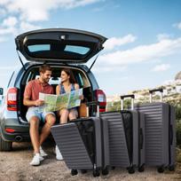 Dvivietis bagažo lagaminų komplektas su TSA užraktu, ABS medžiaga, 360° ratukai, M-L-XL dydžiai