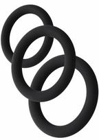 HIDDEN DESIRE Stamina Starter C-Rings 3 Pcs Set - Liquid Silicone, Multi-Size, Black