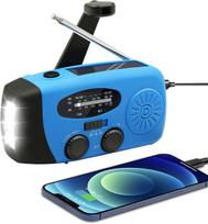 Radijo imtuvas su saulės ir mechanine energija, mėlyna