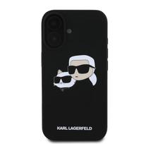 Karl Lagerfeld silikoninis dėklas su Nauble Heads piešiniu, MagSafe, iPhone 16 Plus, juodas