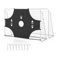 Costway futbolo vartai su nuimama taikinio sienele ,balti, 215 × 77 × 152 cm