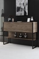 Komoda Luxe, juoda/riešuto spalvos