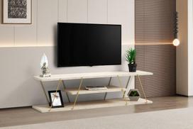 TV staliukas Canaz, travertino/aukso spalvos