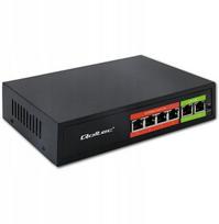 Qoltec tinklo komutatorius SWITCH FAST Ethernet PoE | 4x RJ45 | 2x RJ45 uplink | 65 W | 10/100Mb/s