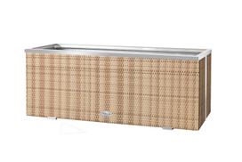 Lauko vazonas iš poliuretano su aliuminio metalo apdaila 108 cm x 39 cm x 43 cm, šiaudinė