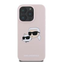 Karl Lagerfeld silikoninis dėklas su galvos atvaizdu, MagSafe, iPhone 16 Pro Max, rožinis