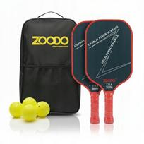 Zoodo P3 T700 anglies pluošto raudonos spalvos piklbolo raketės rinkinys 4 kamuoliukai USAPA
