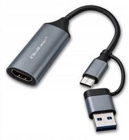 „Qoltec“ vaizdo įrašymo plokštė | USB-C–USB-A adapteris | HDMI | 4K 30 Hz | Aliuminis