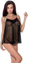 Passion Woman Chemise Passion Melania Chemise S/M Juodas - Elegant Lingerie Set with Thong