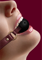 Ouch By Shots OUCH! Halo Breathable Ball Gag Gold Finish Adjustable Leather Strap