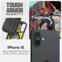 Dėklas „Spigen Tough Armor MagSafe“, šerkšno juodas - iPhone 16