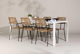 Lauko baldų komplektas Venture Design Valgomojo komplektas Break stalas ir Lindos foteliai 205x75 cm Balta Ruda Juoda lauko baldai