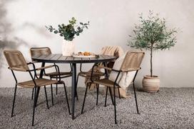 Lauko baldų komplektas Venture Design Valgomojo komplektas Break apvalus valgomojo stalas 120 cm juodas