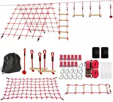 Aosom Slackline rinkinys vaikams 1000x300x180 cm raudonmedis