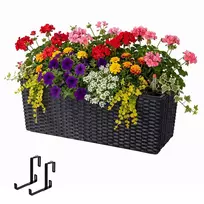 Relaxdays Balkono vazonas su vandens lygio indikatoriumi, rotangas, vidaus ir lauko naudojimui