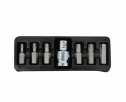 AWTOOLS TORX antgaliai 7 vnt. T25-T55 + ADAPTERIS, SU SKYLE BLACK LINE