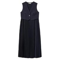 Midi suknelė moterims, Mėlyna, Pleated midi dress